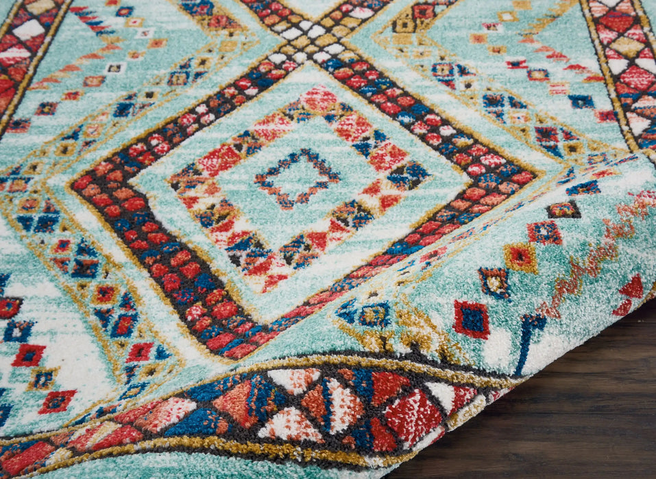 Nourison navajo nourison nav02 aqua Green Living Room Geometric Rug.