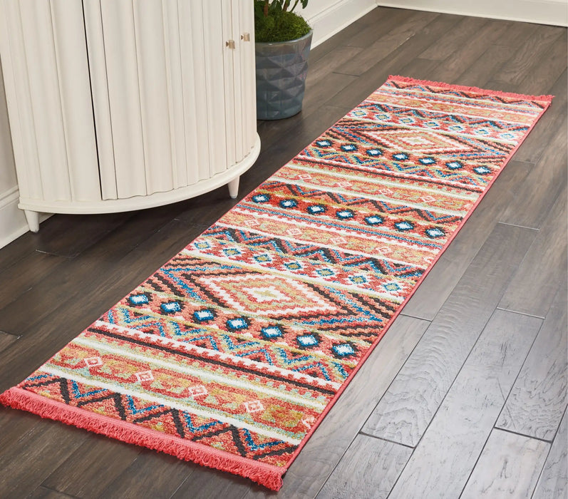 Nourison navajo nourison nav04 orange Multicoloured, Orange Living Room Geometric Rug.