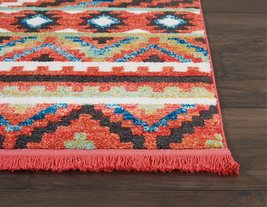 Nourison navajo nourison nav04 orange Multicoloured, Orange Living Room Geometric Rug.