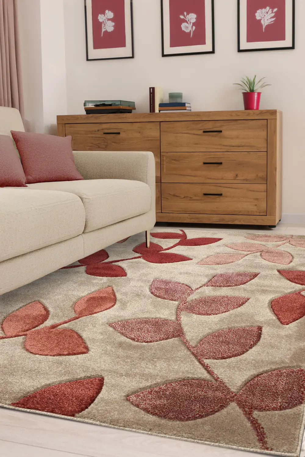 Orange Floral Rugs