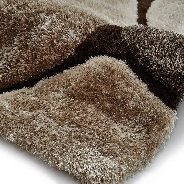 Think Rugs noble house pebbles 5858 beige brown Brown, Beige Living Room Shaggy Rug.