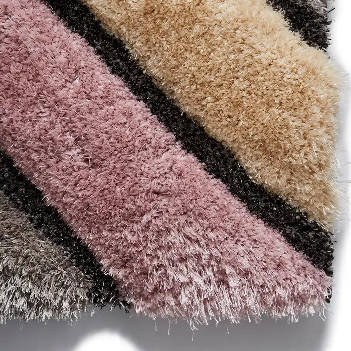 Think Rugs shaggy noble house 8199 grey rose Grey, Pink   Rug.