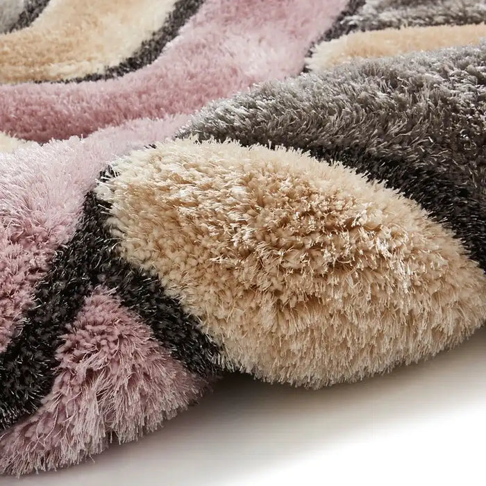 Think Rugs shaggy noble house 8199 grey rose Grey, Pink   Rug.