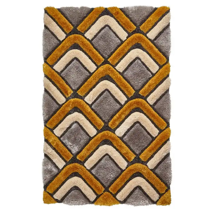 Think Rugs shaggy noble house 8199 grey yellow Grey, Yellow   Rug.