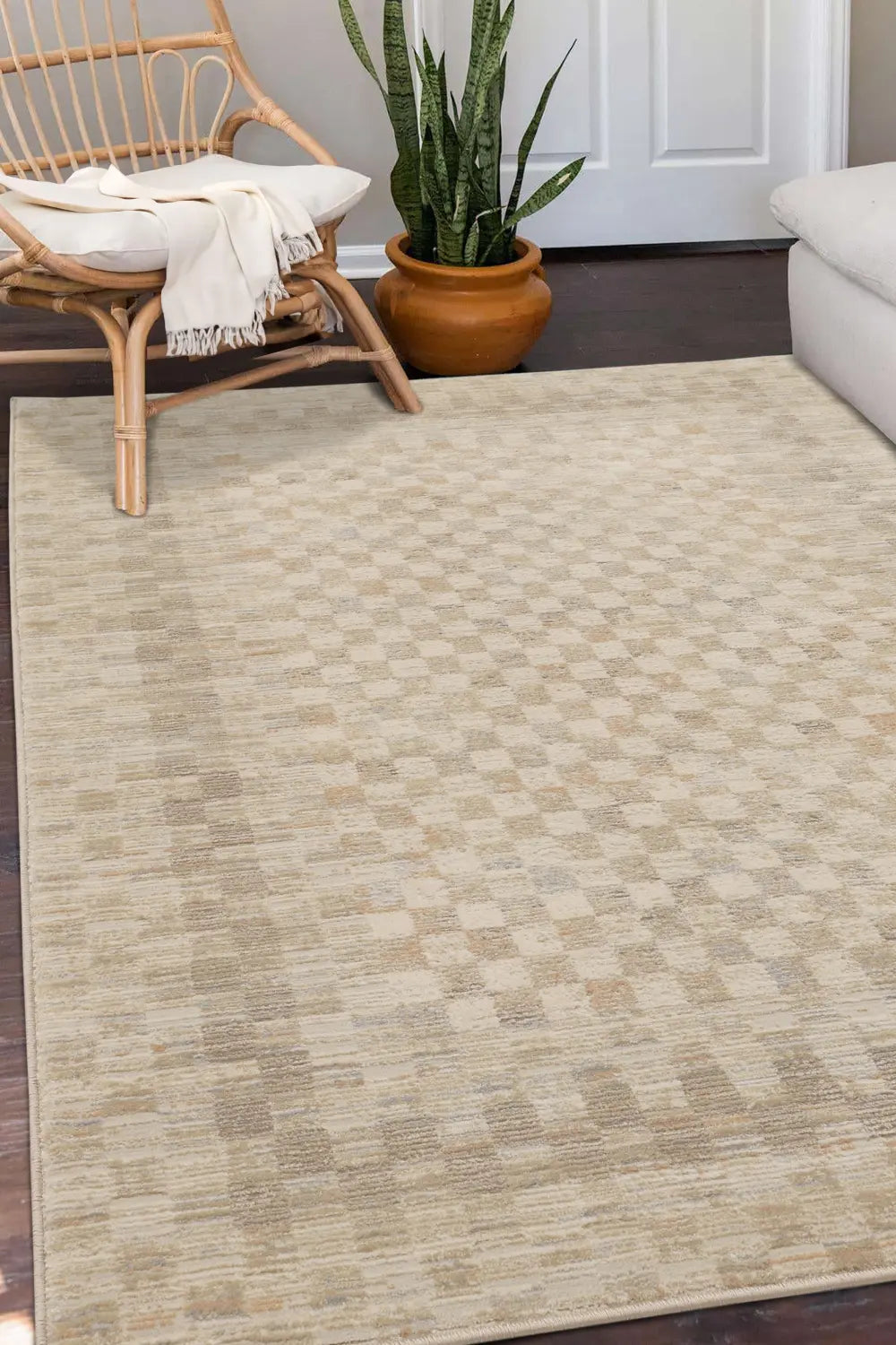 NOAH Chequer Cream Rug — RugsDirect Online