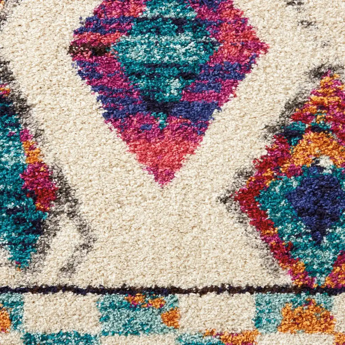 Nourison nomad nourison nmd02 ivory multi Ivory, Multicoloured Living Room Geometric Rug.