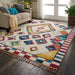 Nourison nomad nourison nmd02 ivory multi Ivory, Multicoloured Living Room Geometric Rug.