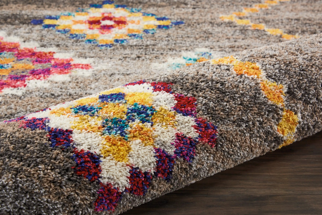 Nourison nomad nourison nmd05 grey Grey, Multicoloured Living Room Geometric Rug.