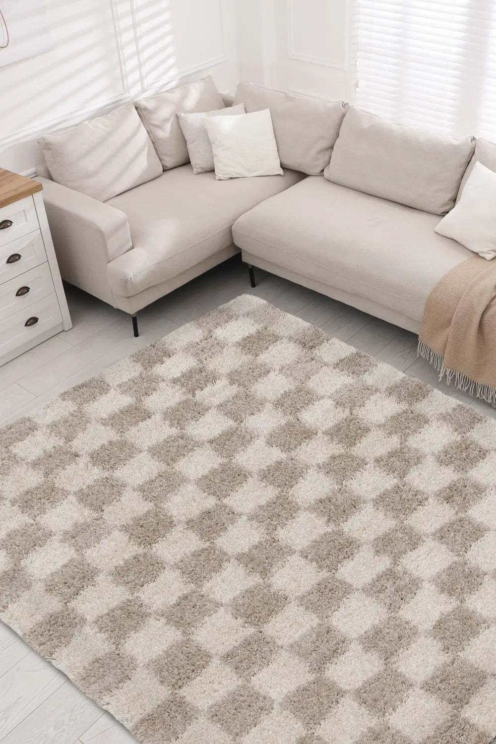 NOMADIC CHECKS NATURAL Beige Rug — RugsDirect Online