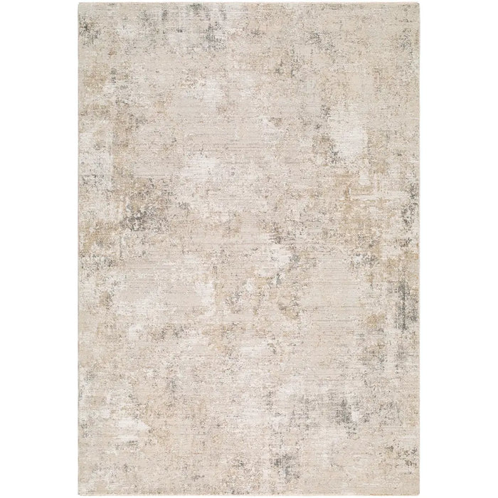 Nathan Abstract Beige Grey Brown Modern Marble Fringe Living Dining Bedroom Rug NTH2303