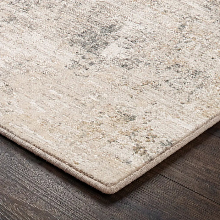 Nathan Abstract Beige Grey Brown Modern Marble Fringe Living Dining Bedroom Rug NTH2303