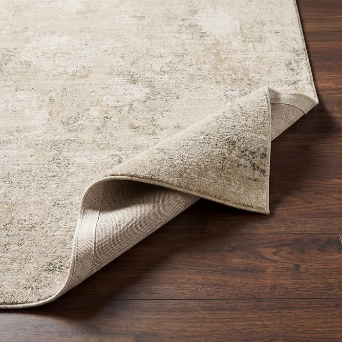 Nathan Abstract Beige Grey Brown Modern Marble Fringe Living Dining Bedroom Rug NTH2303