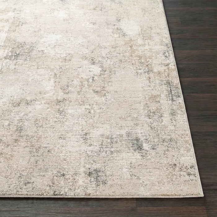 Nathan Abstract Beige Grey Brown Modern Marble Fringe Living Dining Bedroom Rug NTH2303
