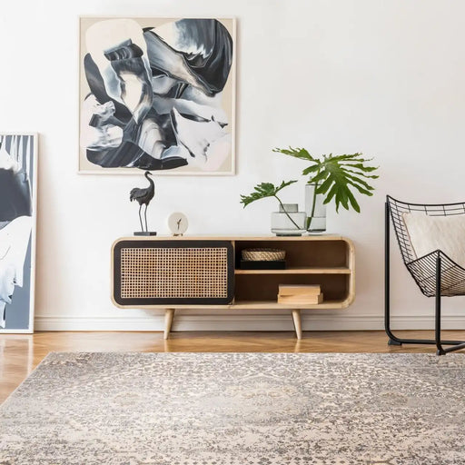 Agnella natural wool huviel grey Grey, Cream Living Room Natural Fibre Rug.