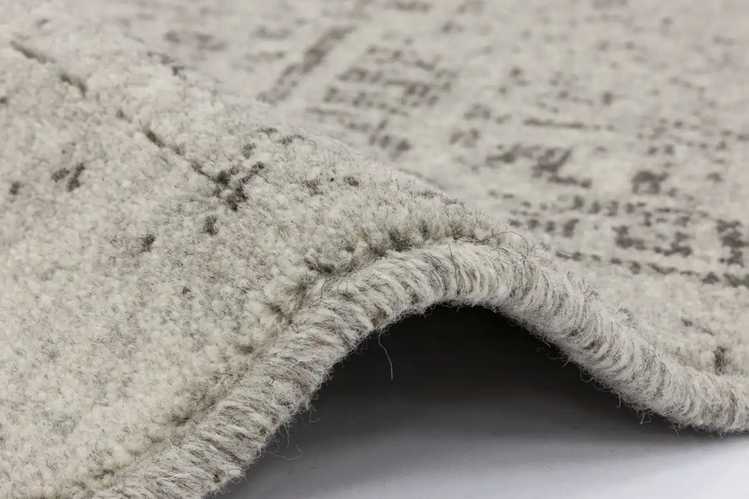 Agnella natural wool milet grey Grey, Cream Living Room Natural Fibre Rug.