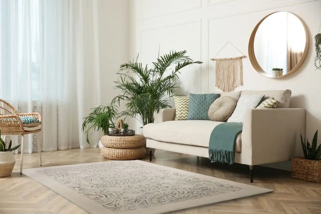 Agnella natural wool tula light grey Grey, Cream Living Room Natural Fibre Rug.