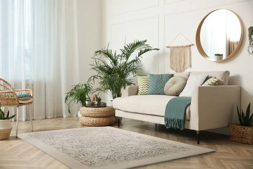 Agnella natural wool tula light grey Grey, Cream Living Room Natural Fibre Rug.