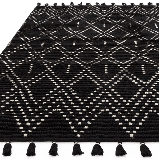 Asiatic nepal black cream diamond Black, Cream Living Room Moroccan Rug.