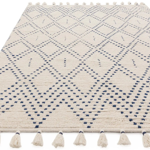 Asiatic nepal nepal cream blue diamond Blue, Cream Living Room Moroccan Rug.