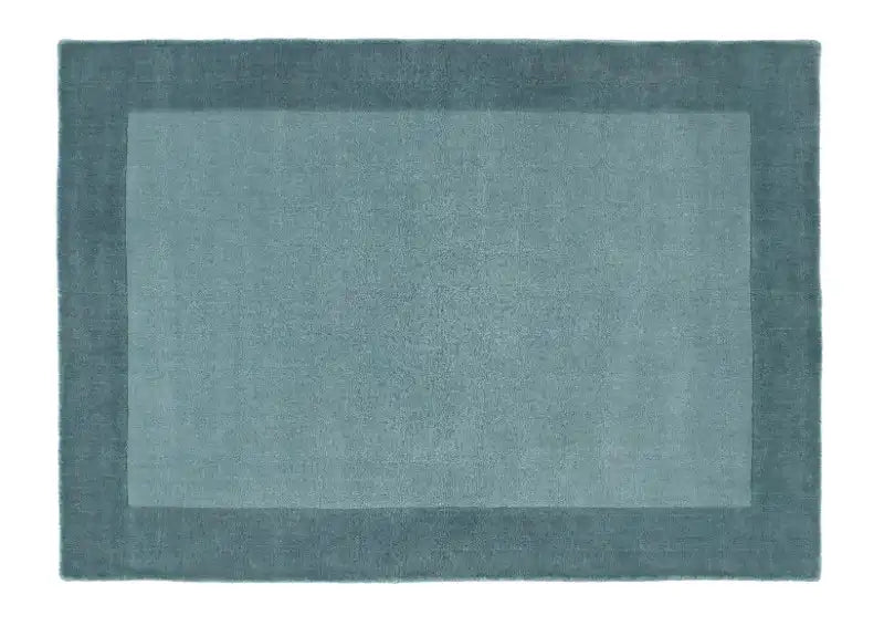 Origins borders duck egg Blue Living Room Wool Rug.