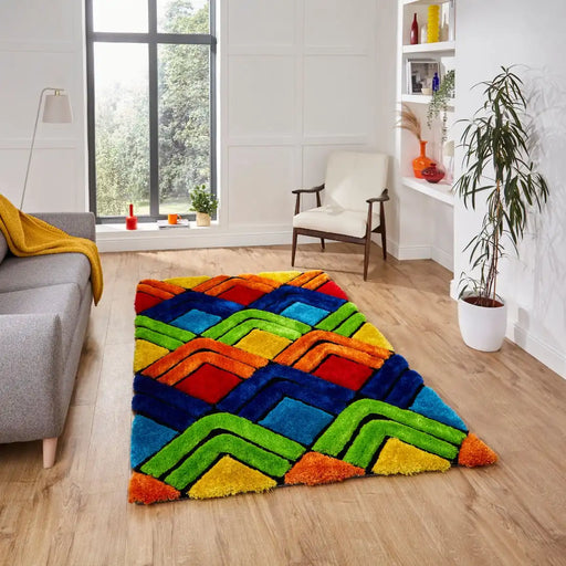 Think Rugs shaggy noble house 8199 multi Multicoloured   Rug.