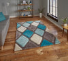 Think Rugs noble house 9247 grey blue Blue, Grey Living Room Geometric Rug.