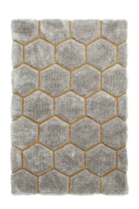 Think Rugs noble house 30782 30782 grey yellow Grey Living Room Shaggy Rug.