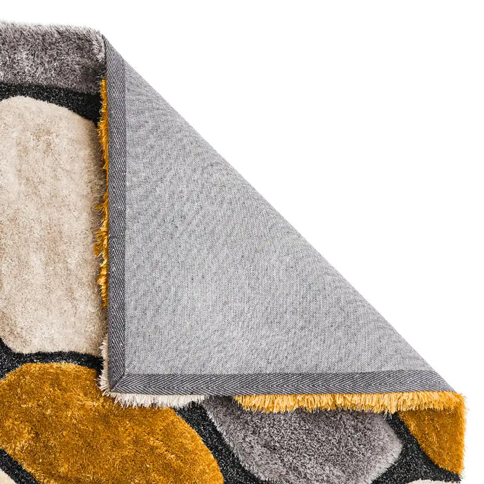 Think Rugs noble house pebbles 5858 grey yellow Grey, Yellow Living Room Shaggy Rug.