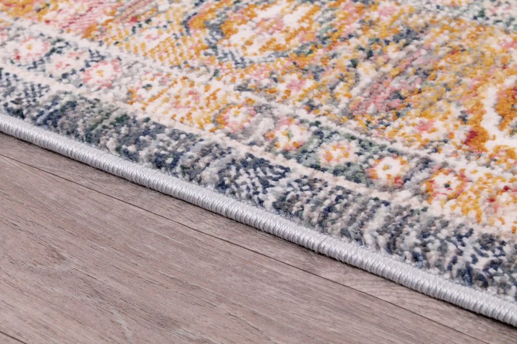 URCO nova urco 8879 blue Blue, Multicoloured Living Room Moroccan Rug.