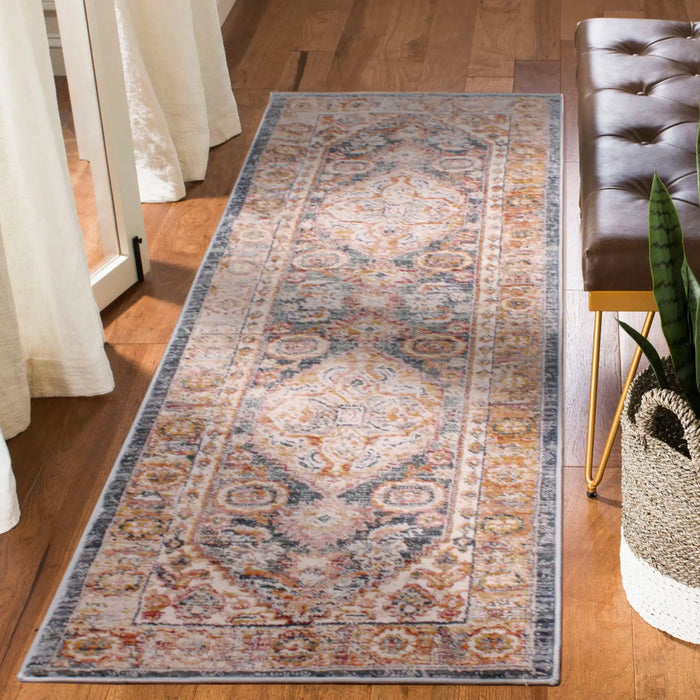 URCO nova urco 8879 blue Blue, Multicoloured Living Room Moroccan Rug.