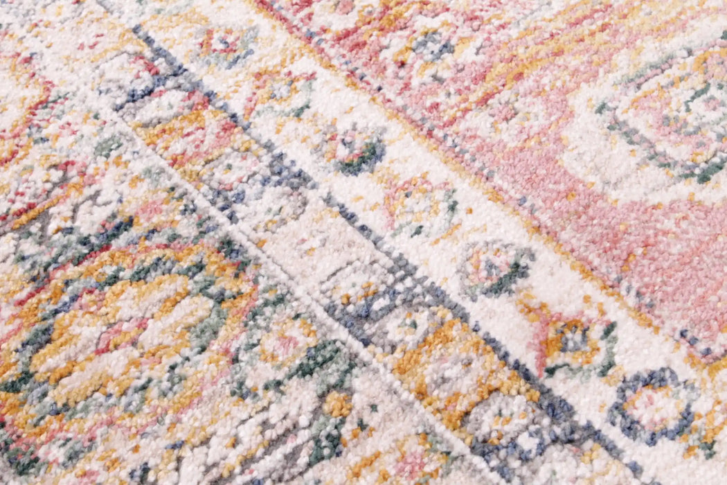 URCO nova urco 8879 terracotta Multicoloured, Pink Living Room Moroccan Rug.
