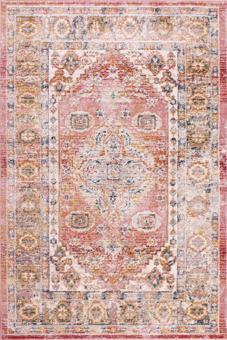URCO nova urco 8879 terracotta Multicoloured, Pink Living Room Moroccan Rug.