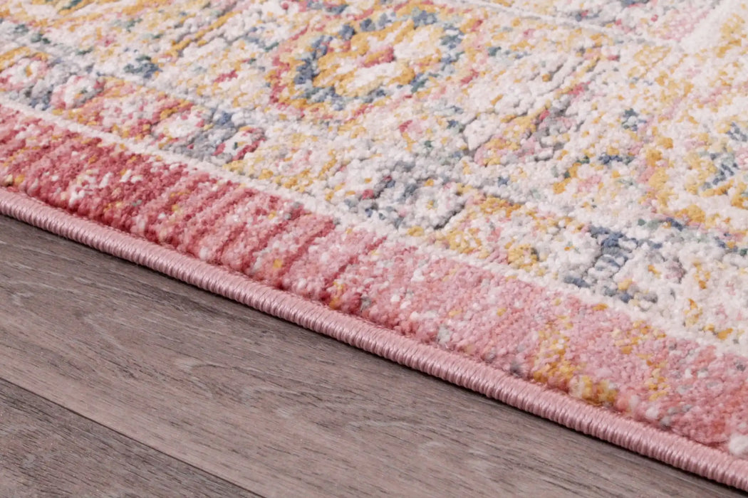 URCO nova urco 8879 terracotta Multicoloured, Pink Living Room Moroccan Rug.