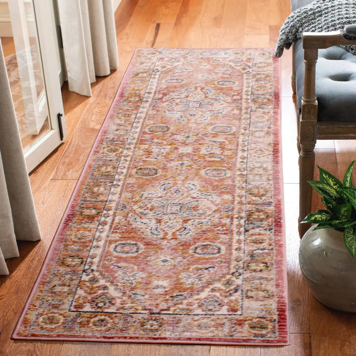 URCO nova urco 8879 terracotta Multicoloured, Pink Living Room Moroccan Rug.