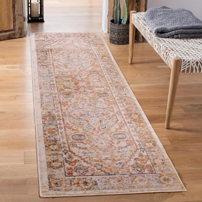 URCO nova urco 8879 cream Yellow, Multicoloured, Cream Living Room Moroccan Rug.