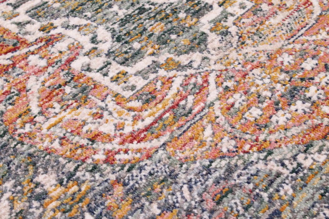 URCO nova urco 8881 blue Blue, Multicoloured Living Room Moroccan Rug.