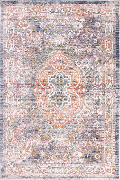 URCO nova urco 8881 blue Blue, Multicoloured Living Room Moroccan Rug.