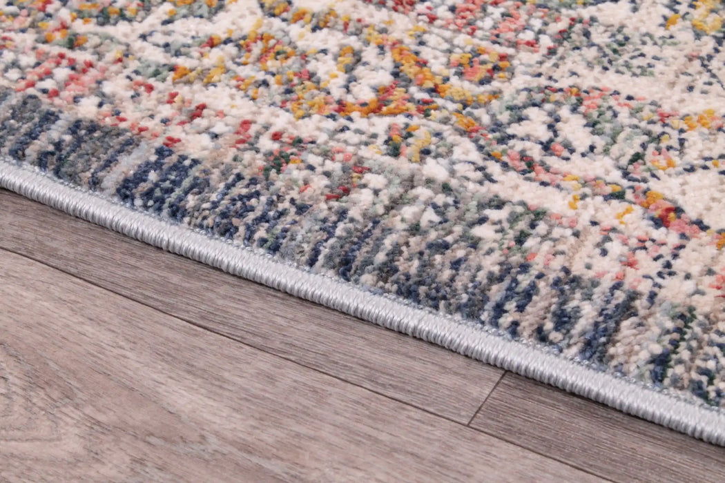 URCO nova urco 8881 blue Blue, Multicoloured Living Room Moroccan Rug.
