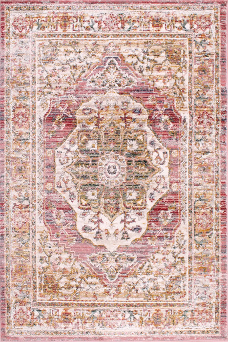 URCO nova urco 9047 terracotta Multicoloured, Pink Living Room Moroccan Rug.