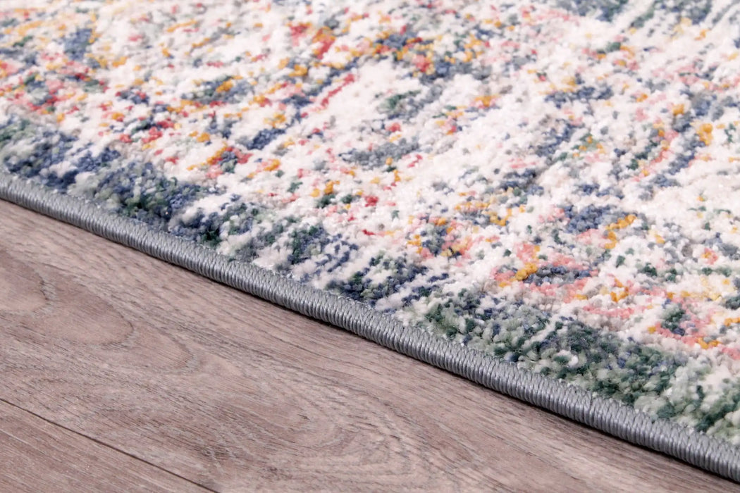 URCO nova urco 9207 blue Blue, Multicoloured Living Room Moroccan Rug.