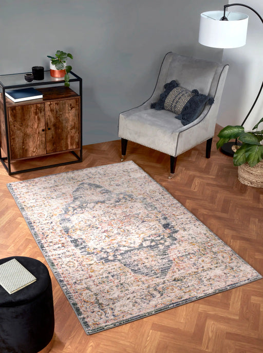URCO nova urco 9207 blue Blue, Multicoloured Living Room Moroccan Rug.