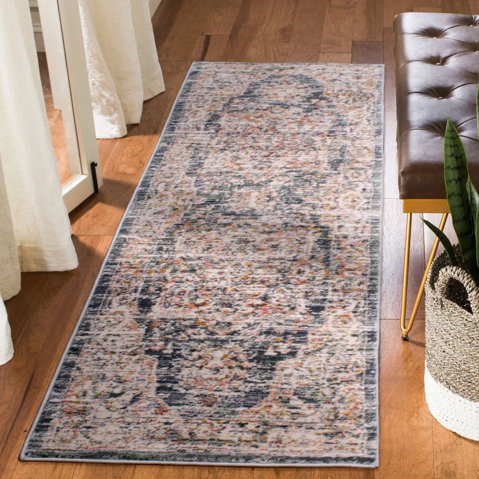 URCO nova urco 9207 blue Blue, Multicoloured Living Room Moroccan Rug.