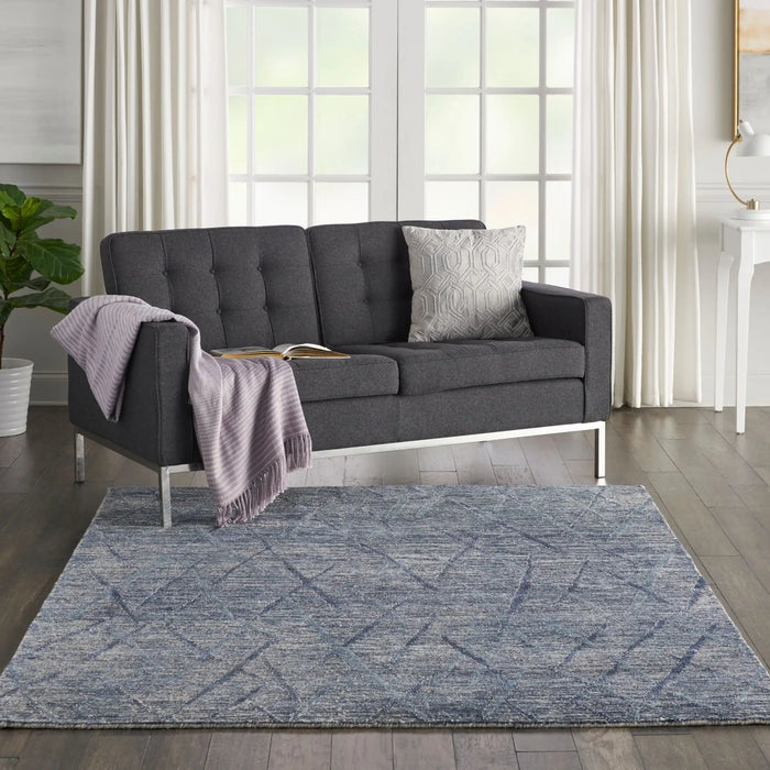 Nourison ocean ocp02 indigo Blue Living Room Wool Rug.