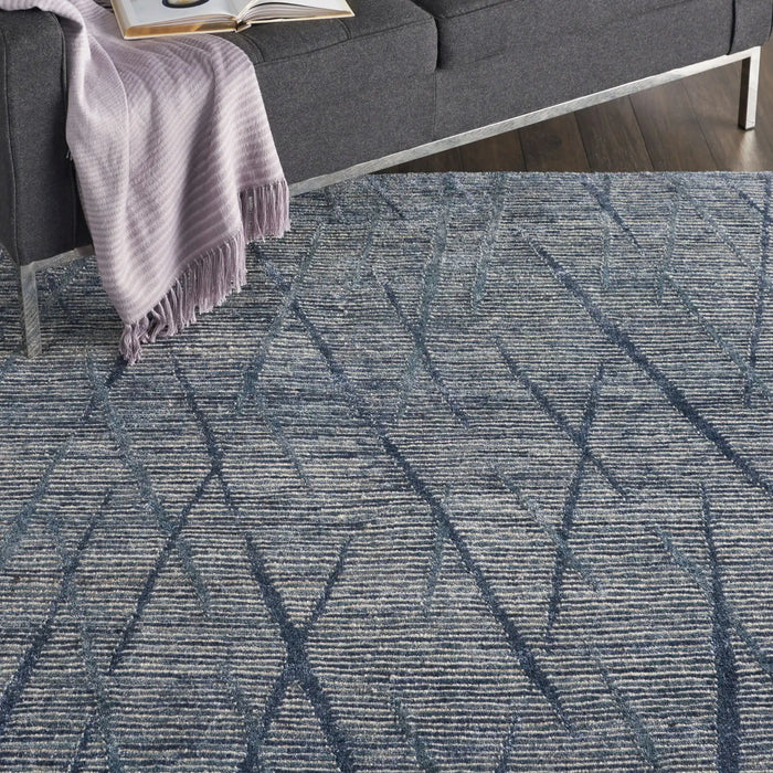Nourison ocean ocp02 indigo Blue Living Room Wool Rug.