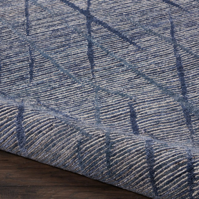 Nourison ocean ocp02 indigo Blue Living Room Wool Rug.