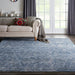 Nourison ocean ocp02 indigo Blue Living Room Wool Rug.