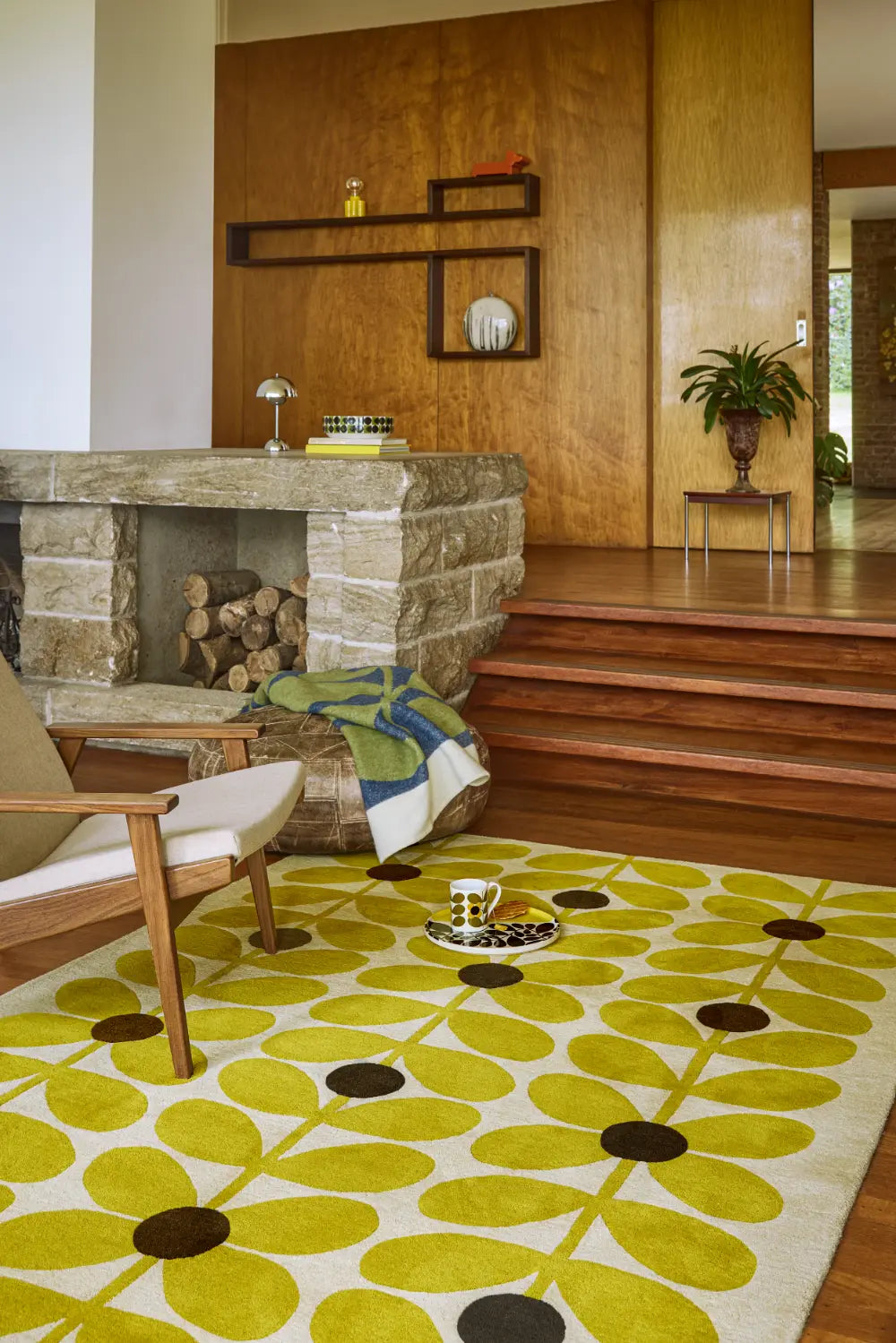 Sixties Stem OR Yellow Multicoloured Rug — RugsDirect Online