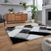 Think Rugs olympia 2239 black white Black, Ivory Living Room Shaggy Rug.