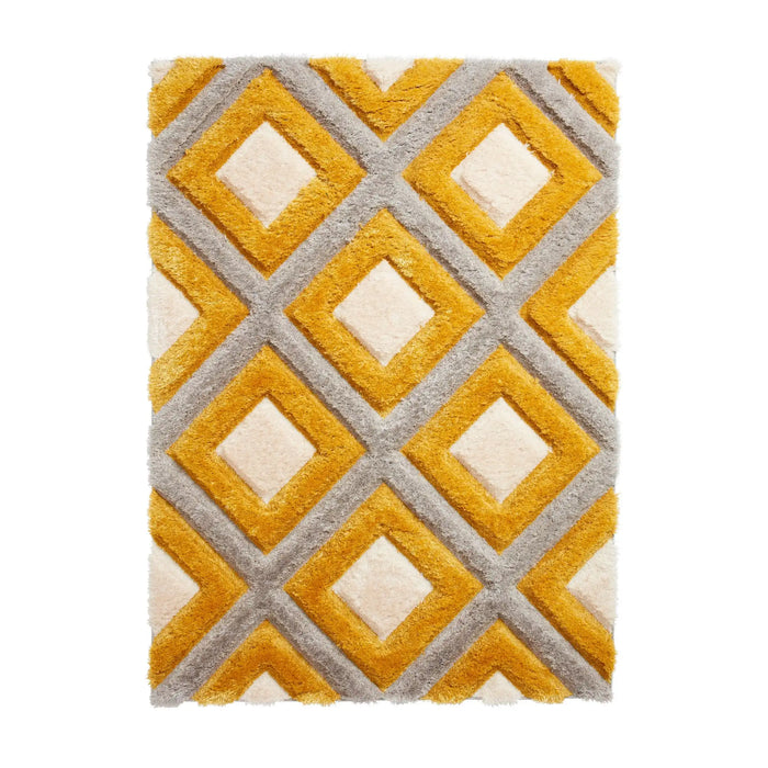 Think Rugs olympia gr224 grey yellow Grey, Yellow Living Room Shaggy Rug.