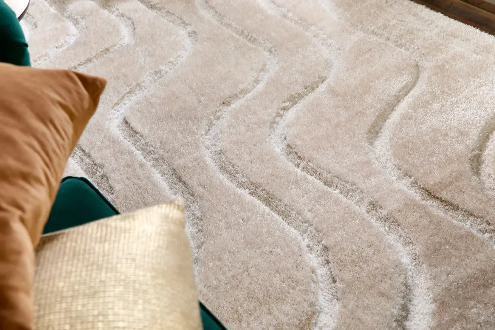 Custom Cream Rug Soft Carved wave Cream Cream Rug — RugsDirect Online